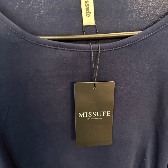 Missufe Women's Long Sleeve Ruched Casual Sundress Bodycon Knee Dress, NWT - Picture 2 of 4